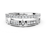 White gold Pavé Round Diamond Channel Set Dual Band with Prong Setting_47