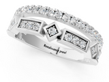 White gold Pavé Round Diamond Channel Set Dual Band with Prong Setting_48