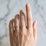 White gold Pavé Round Diamond Channel Set Dual Band with Prong Setting_68