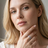 White gold Pavé Round Diamond Channel Set Dual Band with Prong Setting_69