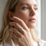 White gold Pavé Round Diamond Channel Set Dual Band with Prong Setting_71