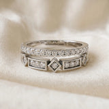 White gold Pavé Round Diamond Channel Set Dual Band with Prong Setting_71