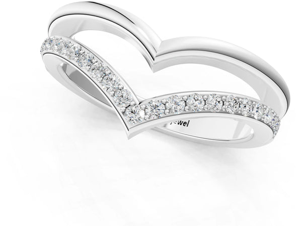 Platinum Pavé Round Diamond Chevron Band with Channel Setting