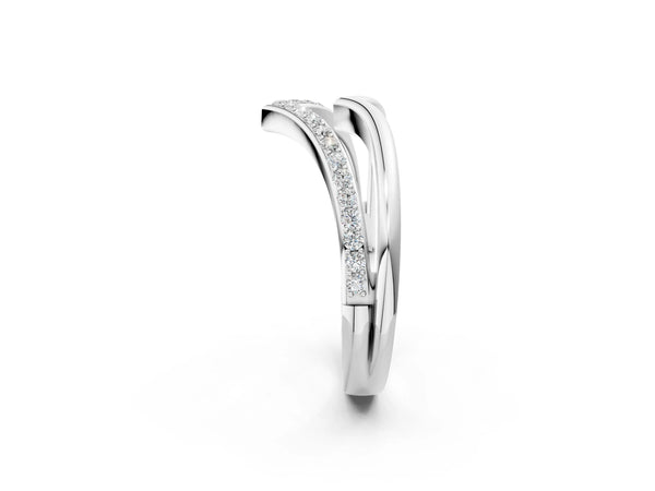 Platinum Pavé Round Diamond Chevron Band with Channel Setting