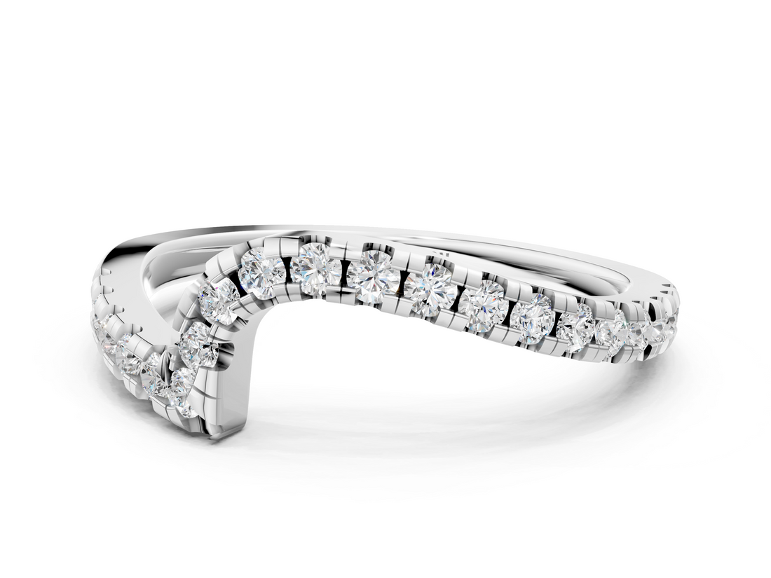 White gold Pavé Round Diamond Chevron Band with Prong Setting_23