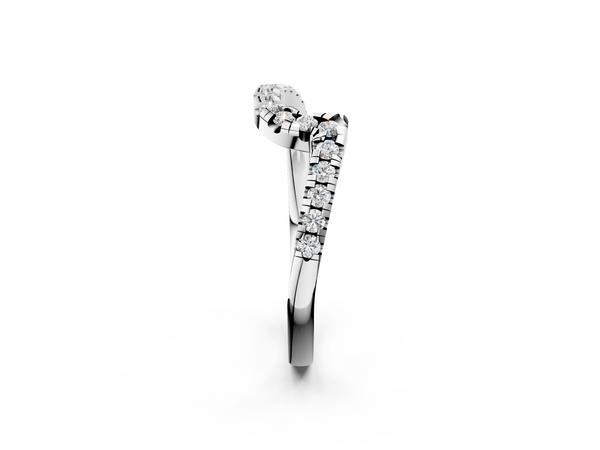 White gold Pavé Round Diamond Chevron Band with Prong Setting