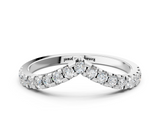 White gold Pavé Round Diamond Chevron Band with Shared Prong Setting_104