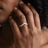 White gold Pavé Round Diamond Chevron Band with Shared Prong Setting_123