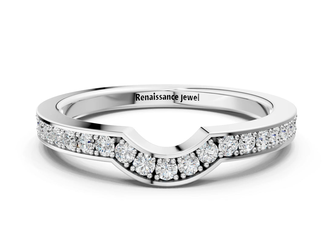 White gold Pavé Round Diamond Contour Band with Channel Setting_12