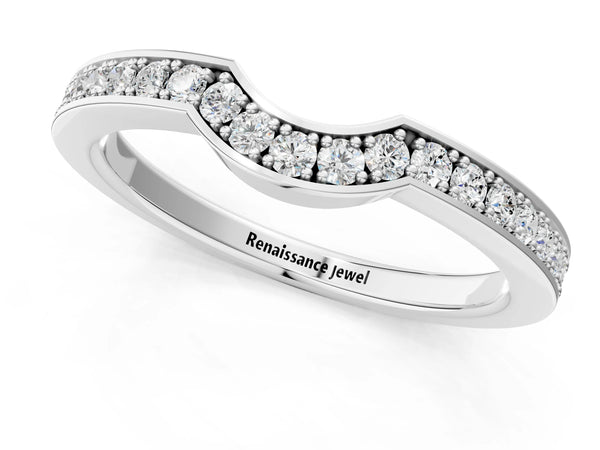 White gold Pavé Round Diamond Contour Band with Channel Setting