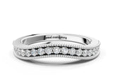 White gold Pavé Round Diamond Contour Band with Milgrain Edge_12