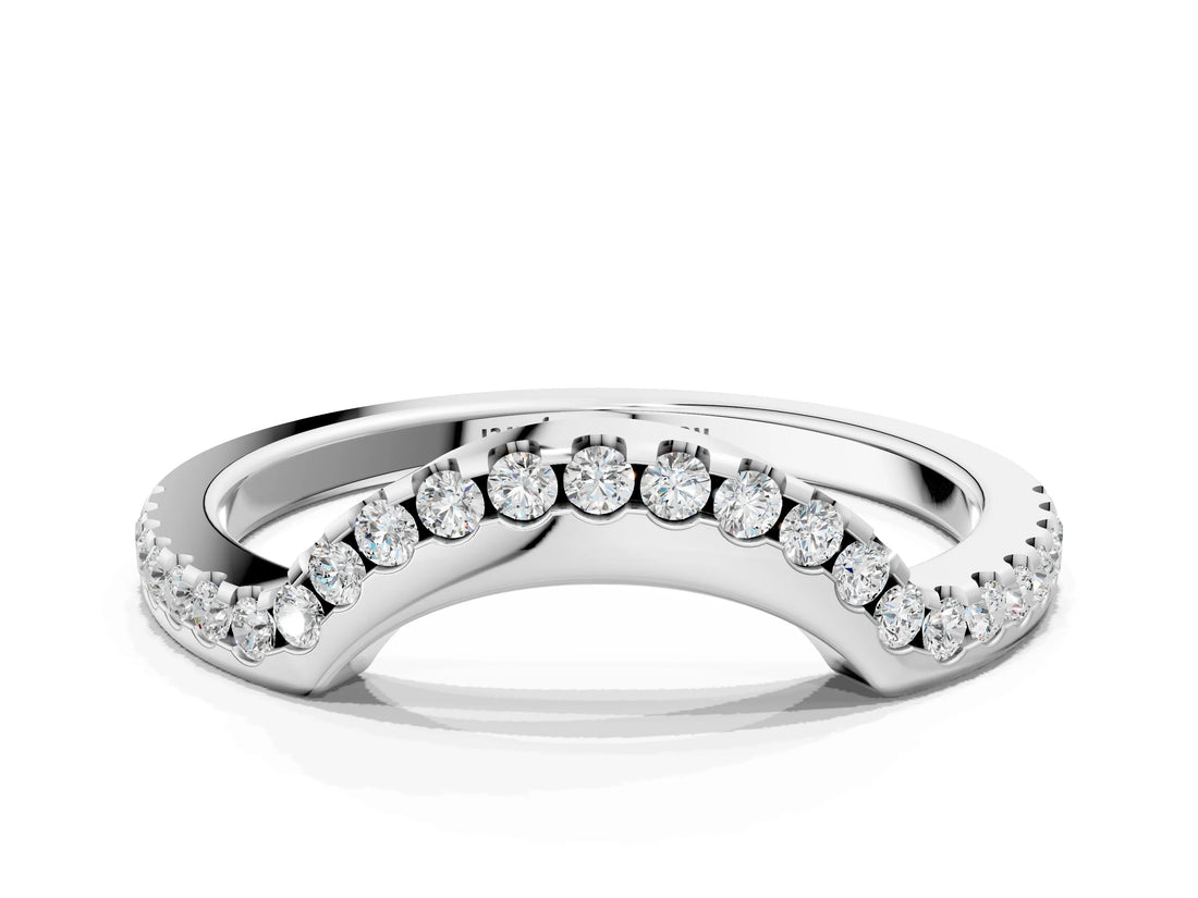 White gold Pavé Round Diamond Contour Band with Shared Prong Setting_12