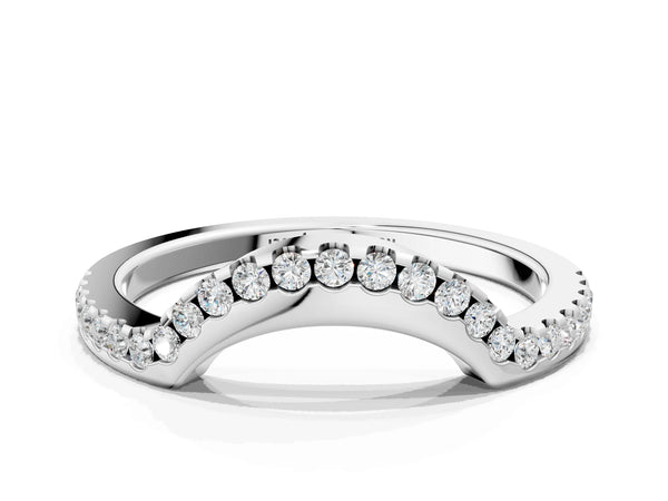 Platinum Pavé Round Diamond Contour Band with Shared Prong Setting