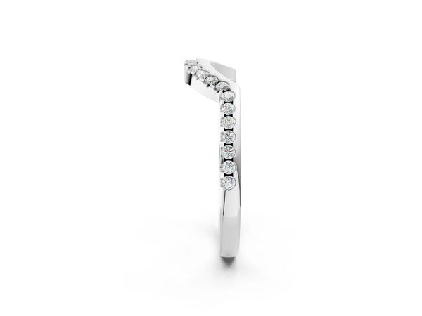 Platinum Pavé Round Diamond Contour Band with Shared Prong Setting
