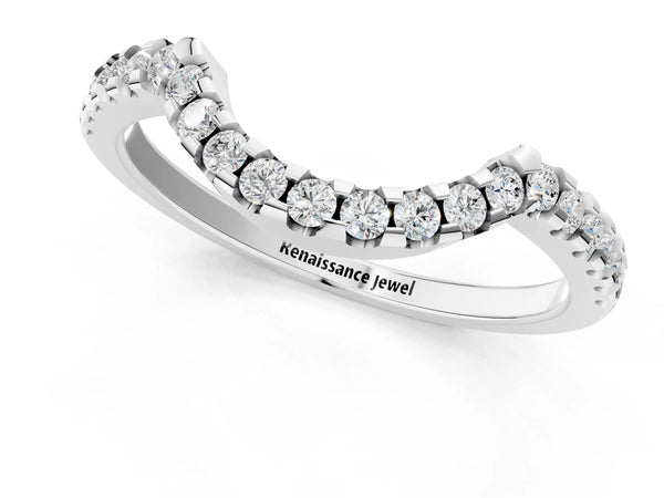 Platinum Pavé Round Diamond Contour Band with U-Prong Setting