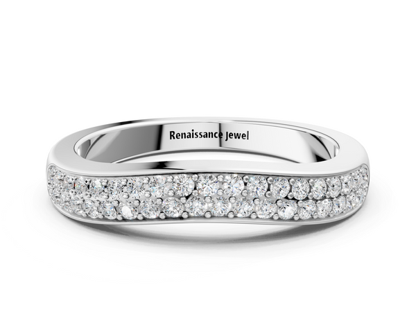 Platinum Pavé Round Diamond Contour Band