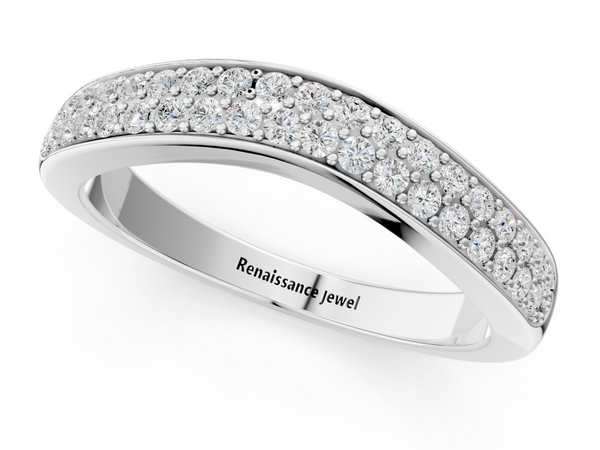 Platinum Pavé Round Diamond Contour Band
