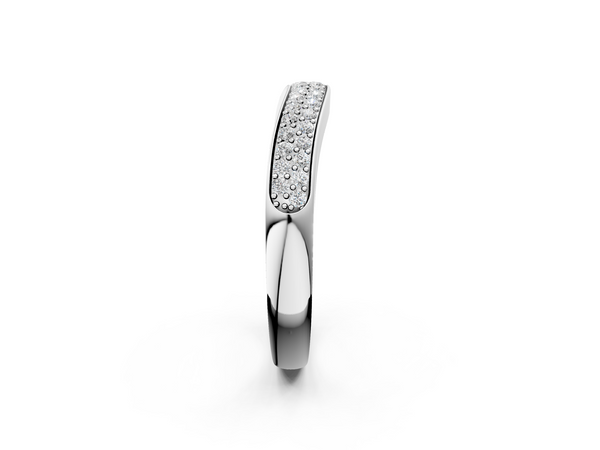 White gold Pavé Round Diamond Contour Band