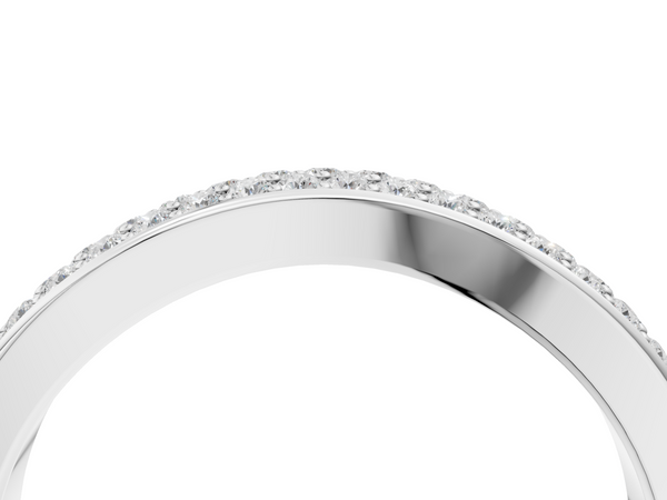 Sterling Silver Round Laboratory-Grown Diamond Double Row Pave Contour Wedding Band