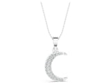 White gold Pavé Round Diamond Crescent Pendant with Four-Prong Setting_7