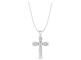 White gold Pavé Round Diamond Cross Pendant with Bezel Setting_45