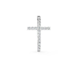 Silver 0.54 Carat E VS Pavé Round Diamond Cross Pendant with Prong Setting