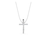 Silver 0.54 Carat E VS Pavé Round Diamond Cross Pendant with Prong Setting