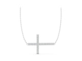 10K White Gold 1.15 Carat E VS Pavé Round Diamond Cross Pendant