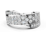 White gold Pavé Round Diamond Crossover Band with Bead Prong Setting_69