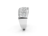 White gold Pavé Round Diamond Crossover Band with Bead Prong Setting_71