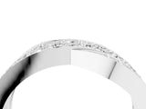 White gold Pavé Round Diamond Crossover Band with Bead Prong Setting_73