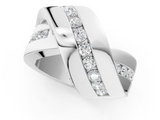 White gold Pavé Round Diamond Crossover Band with Channel Setting_36
