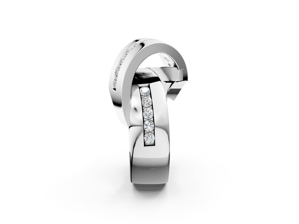 White gold Pavé Round Diamond Crossover Band with Channel Setting