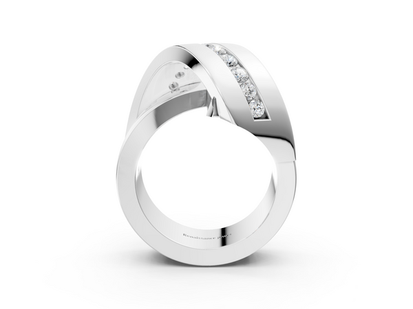 Platinum Pavé Round Diamond Crossover Band with Channel Setting