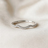 White gold Pavé Round Diamond Curved Band with Micro Prong Setting_15