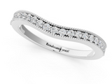 White gold Pavé Round Diamond Curved Band with Milgrain Edge_13