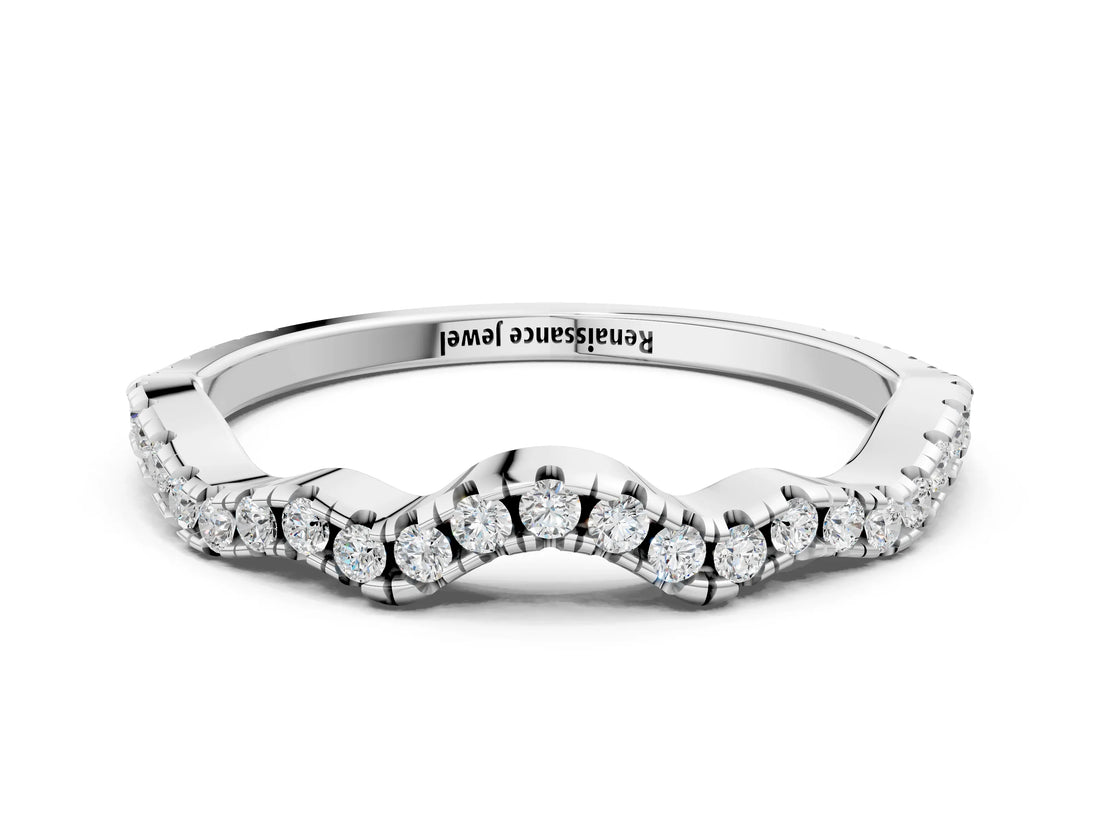 White gold Pavé Round Diamond Curved Eternity Band_12