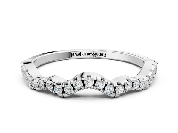 Platinum Pavé Round Diamond Curved Eternity Band