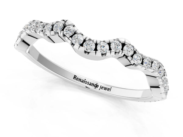 Platinum Pavé Round Diamond Curved Eternity Band