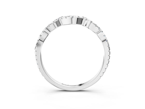 White gold Pavé Round Diamond Curved Eternity Band