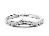 White gold Pavé Round Diamond Curved Milgrain Band_12
