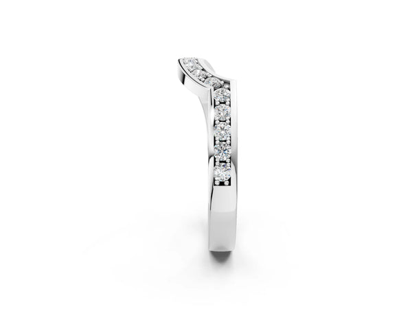Platinum Pavé Round Diamond Curved Wedding Band with Channel Setting