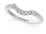 10K White Gold Pavé Round Diamond Curved Wedding Band with Shared Prong Setting