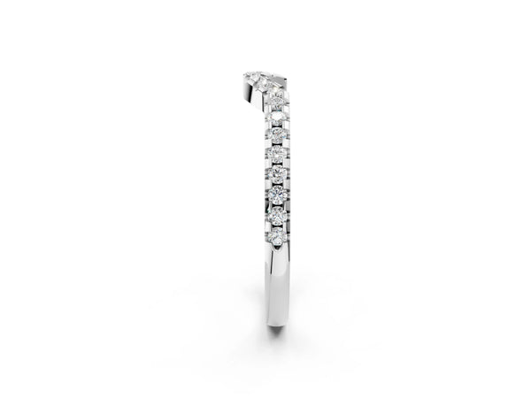 Platinum Pavé Round Diamond Curved Wedding Band with Shared Prong Setting
