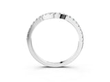 10K White Gold Pavé Round Diamond Curved Wedding Band with Shared Prong Setting
