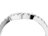 10K White Gold Pavé Round Diamond Curved Wedding Band with Shared Prong Setting