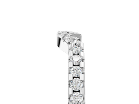 10K White Gold Pavé Round Diamond Curved Wedding Band with Shared Prong Setting