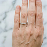 White gold Pavé Round Diamond Curved Wedding Band_24
