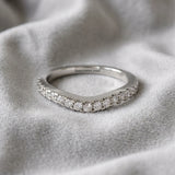 White gold Pavé Round Diamond Curved Wedding Band_27