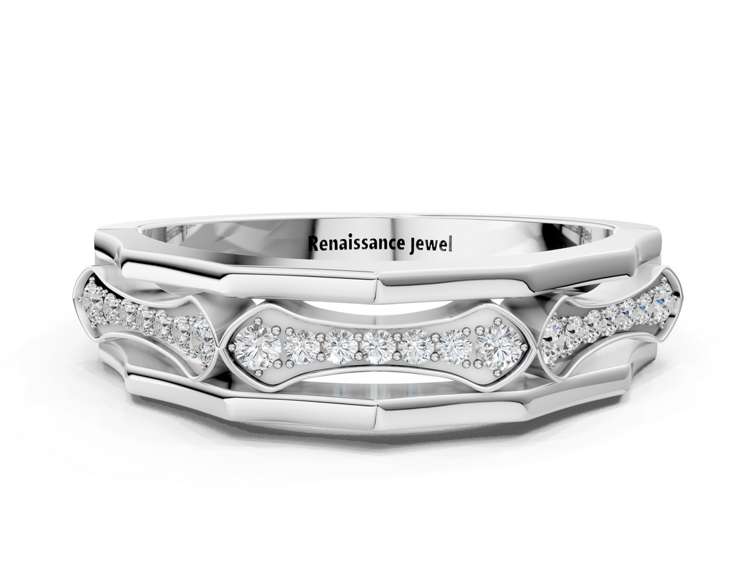 White gold Pavé Round Diamond Eternity Band with Bar Prong Setting_35